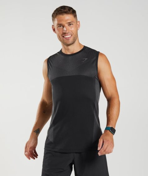 Men's Gymshark Apex Seamless Tanks Black | CA 17830N